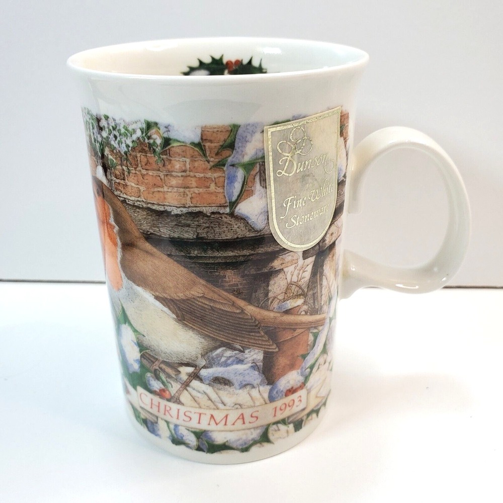 Vtg Dunoon Scotland Christmas 1993 Coffee Tea Mug Cup Robin Red Breasted Bird